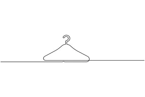 Single line drawing clothes hanger isolated on white background Stock Illustration