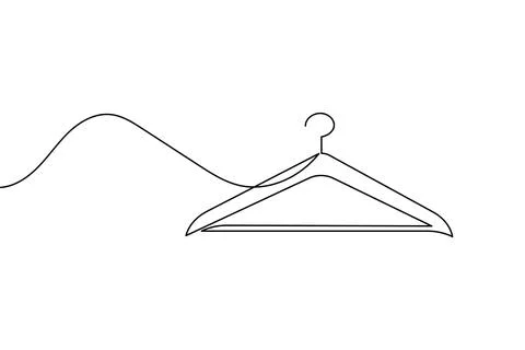 Single line drawing clothes hanger isolated on white background Stock Illustration