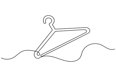 Single line drawing clothes hanger isolated on white background Stock Illustration