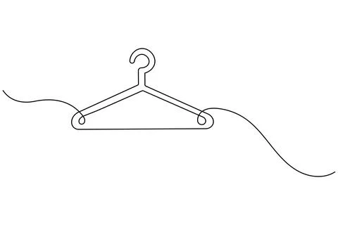 Single line drawing clothes hanger isolated on white background Stock Illustration