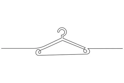 Single line drawing clothes hanger isolated on white background Stock Illustration