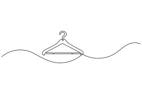 Single line drawing clothes hanger isolated on white background Stock Illustration