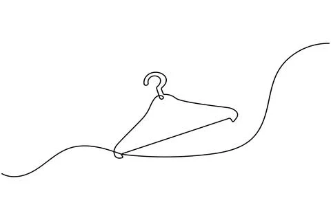 Single line drawing clothes hanger isolated on white background Stock Illustration