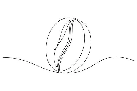 Single line drawing of a coffee bean illustration black and white Stock-Illustration
