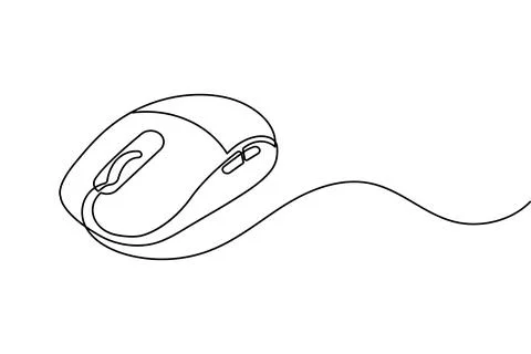 Single line drawing of a computer mouse Stock Illustration