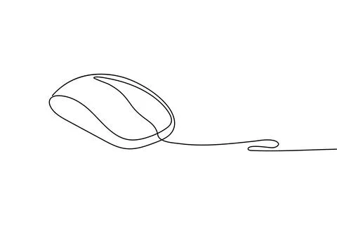 Single line drawing of a computer mouse Stock Illustration