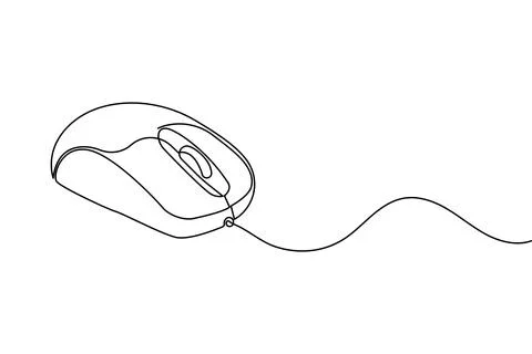 Single line drawing of a computer mouse Stock Illustration