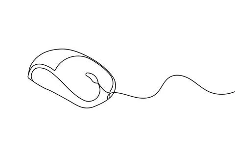 Single line drawing of a computer mouse Stock Illustration