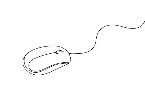 Single line drawing of a computer mouse 스톡 일러스트