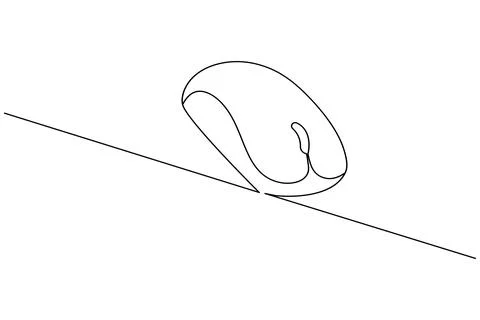 Single line drawing of a computer mouse sliding Stock Illustration