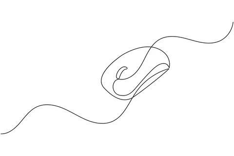 Single line drawing of a computer mouse Stock Illustration