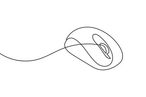 Single line drawing of a computer mouse Illustrazione stock