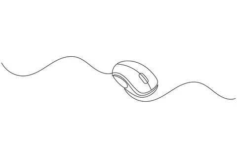 Single line drawing of a computer mouse Stock Illustration