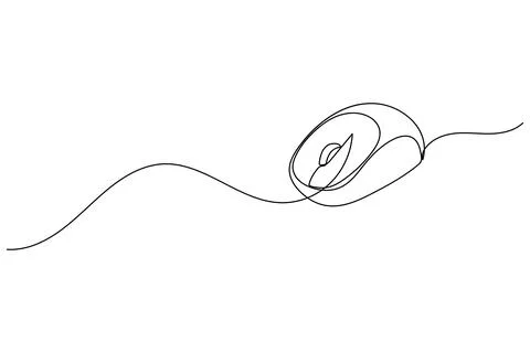 Single line drawing of a computer mouse Stock Illustration
