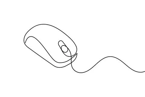 Single line drawing of a computer mouse Stock Illustration