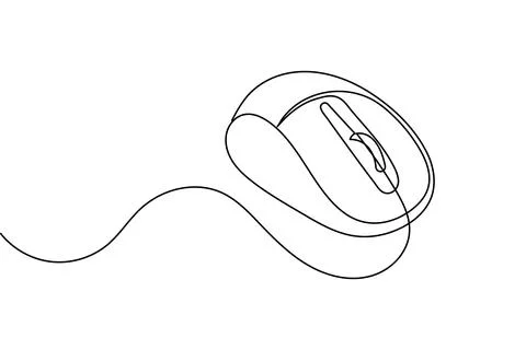 Single line drawing of a computer mouse Stock Illustration