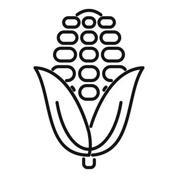 Single line drawing of corn cob with husk Stock Illustration