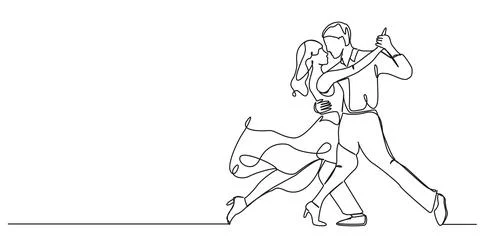 Single line drawing of couple dancing Stock-Illustration