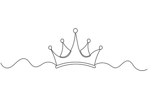 Single line drawing of a crown on a wave Stock Illustration