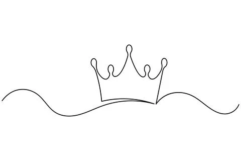 Single line drawing crown on wave background Illustrazione stock