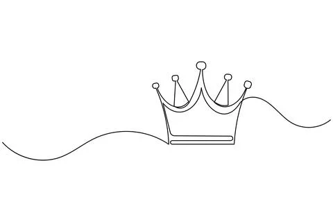 Single line drawing of a crown on a wave Stock Illustration