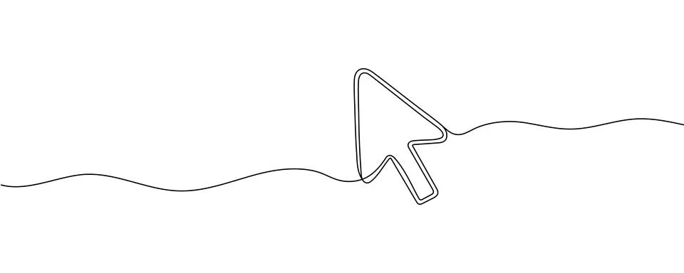 A single-line drawing of a cursor. Continuous line cursor icon. One line icon Stock Illustration