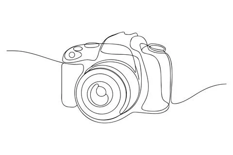 Single line drawing of a digital camera photography Stock Illustration