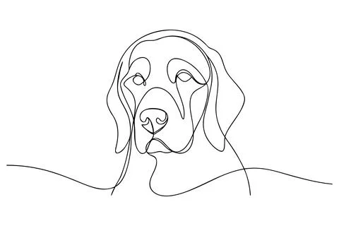 Single line drawing of a dog's face animal line art Stock Illustration