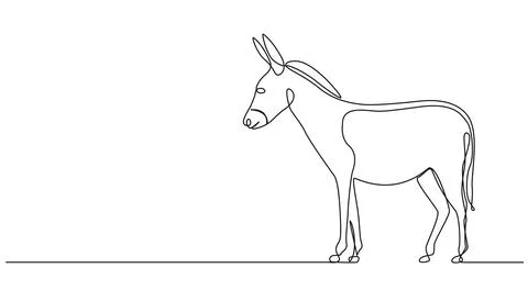 Single line drawing of a donkey 스톡 일러스트
