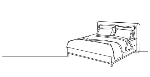 Single line drawing of double bed Stock-Illustration