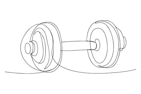 Single line drawing of a dumbbell weight exercise Stock-Illustration