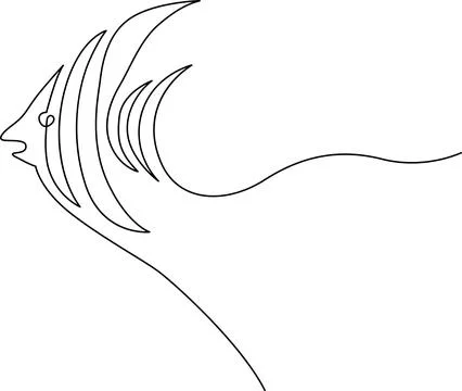 Single line drawing of a fish Vector Stock-Illustration