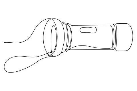 Single line drawing of a flashlight illumination line art Stock-Illustration
