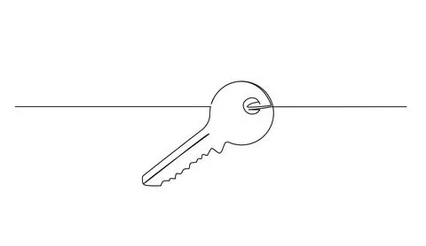 Single line drawing of front door key Stock-Illustration