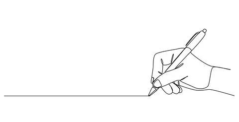 Single line drawing of hand holding pen イラスト素材