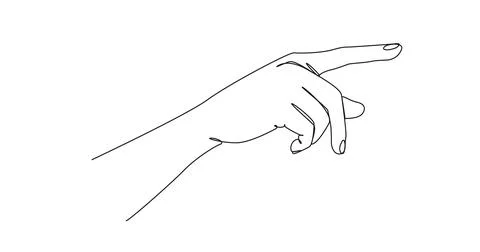 Single line drawing of hand pointing with index finger イラスト素材