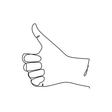 Single line drawing of hand showing thumb up. Sign and symbol of hand gesture Stock Illustration