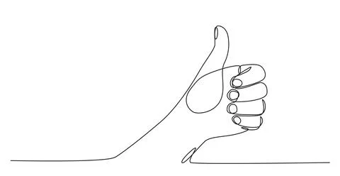 Single line drawing of hand in thumbs up gesture Illustrazione stock
