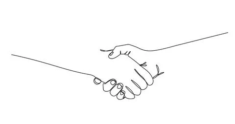 Single line drawing of a handshake イラスト素材