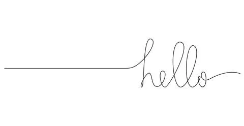 Single line drawing of handwritten word HELLO イラスト素材