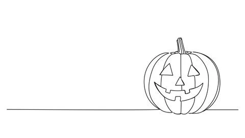 Single line drawing of jack-o-lantern Ilustración de archivo