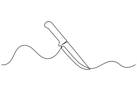 Single line drawing knife isolated on white background Stock Illustration