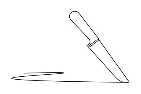 Single line drawing of a knife isolated on white background Stock Illustration