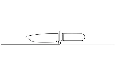 Single line drawing of a knife isolated on white background Stock Illustration