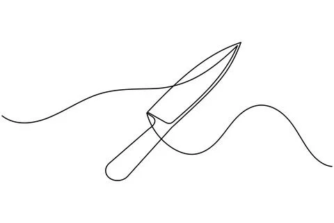 Single line drawing of a knife isolated on white background Stock Illustration