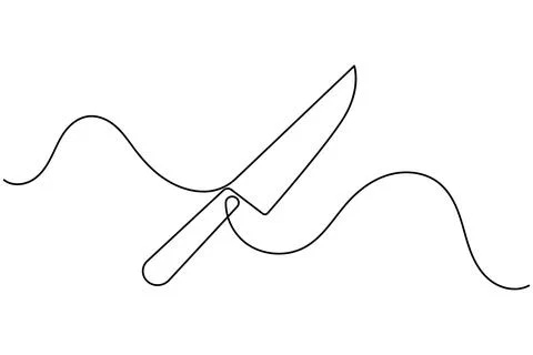 Single line drawing of a knife isolated on white background Illustrazione stock