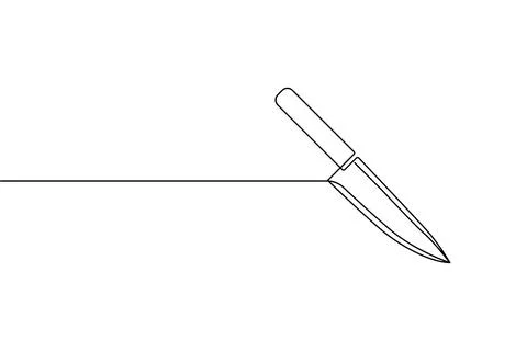 Single line drawing of a knife isolated on white background Stock Illustration
