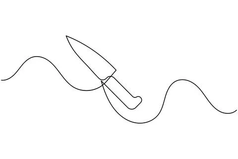 Single line drawing of a knife isolated on white background Stock Illustration