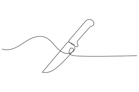 Single line drawing of a knife isolated on white background Stock Illustration