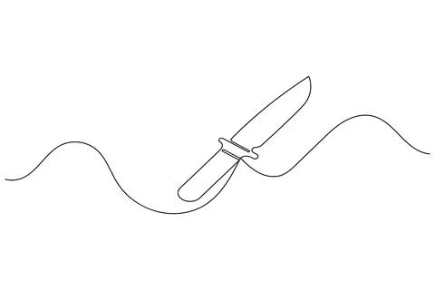 Single line drawing of a knife isolated on white background Stock Illustration